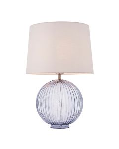 Jemma And Mia Vintage White Shade Table Lamp With Smokey Grey Ribbed Base