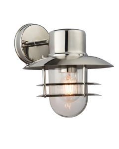 Jenson Clear Glass Shade Wall Light In Polished Stainless Steel