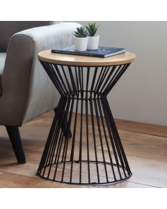 Jersey Round Wire Wooden Lamp Table In Oak