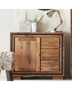 Jodhpur Medium Sideboard In Natural Sheesham With 1 Doors And 3 Drawers