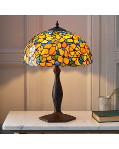 Josette Medium Tiffany Glass Table Lamp In Dark Bronze