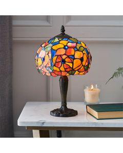 Josette Small Tiffany Glass Table Lamp In Dark Bronze