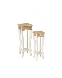 Juliette Set Of 2 Wooden Lamp Tables In Cream And Oak