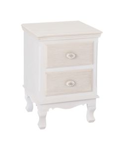 Juliette Wooden 2 Drawers Bedside Cabinet In White And Cream