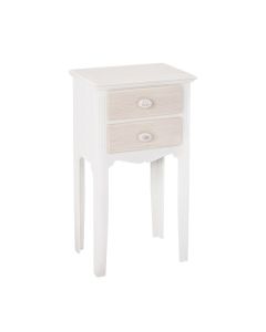 Juliette Wooden 2 Drawers Bedside Table In White And Cream