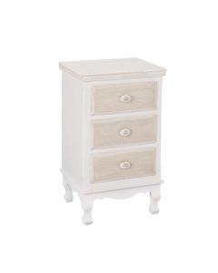 Juliette Wooden 3 Drawers Bedside Table In White And Cream