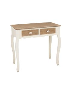 Juliette Wooden Console Table In Cream And Oak With 2 Drawers