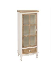 Juliette Wooden Display Unit In Cream And Oak With Glass