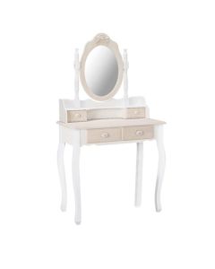 Juliette Wooden Dressing Table With Mirror In Cream And White