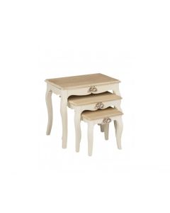 Juliette Wooden Nest Of Tables In Cream And Oak