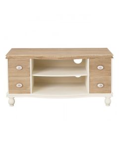 Juliette Wooden TV Stand In Cream And Oak With 4 Drawers