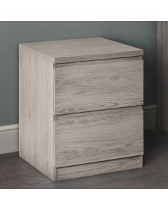 Jupiter Wooden 2 Drawers Bedside Cabinet In Grey Oak