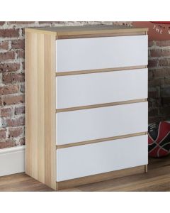 Jupiter Wooden Chest Of Drawers In White Oak With 4 Drawers