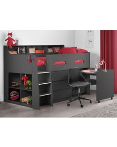 Jupiter Wooden Midsleeper Bunk Bed In Anthracite