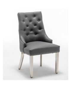 K-Edmundson Faux Leather Dining Chair In Grey
