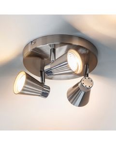 Kai Round 3 Lights Ceiling Light In Satin Nickel And Chrome