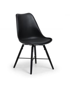 Kari Faux Leather Dining Chair Black With Oak Wooden Legs