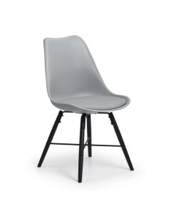Kari Faux Leather Dining Chair Grey With Oak Wooden Legs