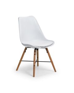 Kari Faux Leather Dining Chair White With Oak Wooden Legs