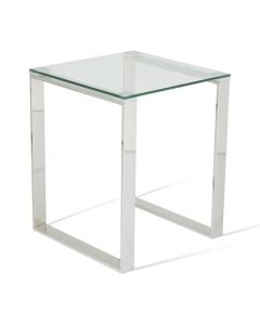 Kayla Clear Glass Top Lamp Table With Silver Frame