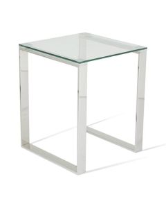 Kayla Clear Glass Top Lamp Table With Silver Frame