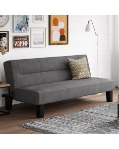 Kebo Velvet Sofa Bed In Grey With Black Wooden Legs