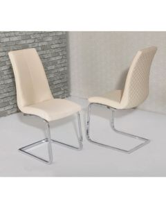 Kelcy Cream Faux Leather Dining Chairs In Pair