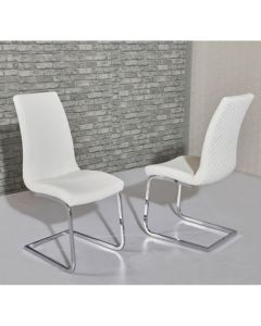 Kelcy White Faux Leather Dining Chairs In Pair