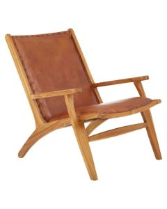 Kendari Faux Leather Armchair In Brown