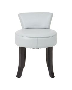 Kendari Rounded Genuine Leather Bedroom Chair In Grey