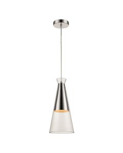 Kentish 1 Bulb Ceiling Pendant Light In Clear And Chrome