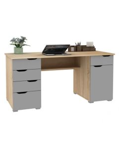 Kentucky Wooden Computer Desk In Light Oak and Grey Gloss