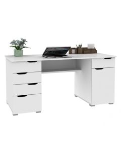 Kentucky Wooden Computer Desk In White Oak and Gloss White