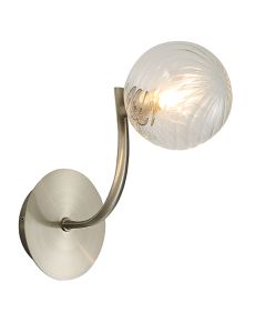 Kettlewell 1 Grooved Swirls Glass Globe Bulb Wall Light In Satin Nickel