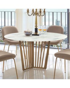 Kilmar Marble Effect Glass Dining Table With Stainless Steel Legs