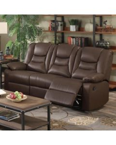 Kirk Bonded PU Leather Recliner 3 Seater Sofa In Chocolate
