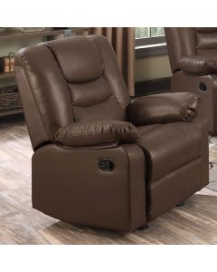 Kirk PU Leather Recliner 1 Seater Sofa In Chocolate