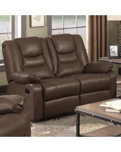 Kirk PU Leather Recliner 2 Seater Sofa In Chocolate