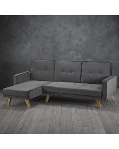 Kitson Velvet Upholstered L-Shaped Sofa In Grey