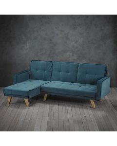 Kitson Velvet Upholstered L-Shaped Sofa In Teal