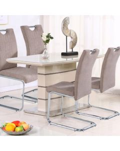 Knightsbridge Small Glass Top Dining Table In Cappuccino And Champagne