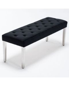 Knightsbridge Velvet Dining Bench In Black