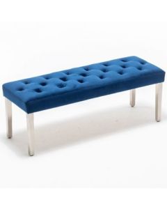 Knightsbridge Velvet Dining Bench In Blue