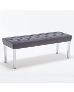 Knightsbridge Velvet Dining Bench In Dark Grey