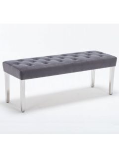 Knightsbridge Velvet Dining Bench In Light Grey