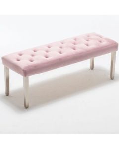 Knightsbridge Velvet Dining Bench In Pink