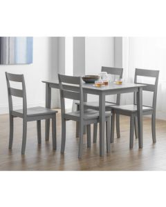 Kobe Wooden Dining Table In Lunar Grey With 4 Chairs