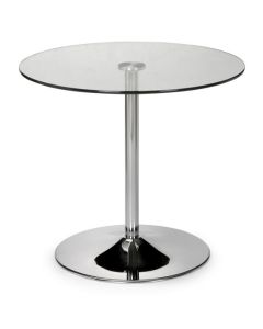 Kudos Clear Glass Round Dining Table With Chrome Pedestal