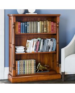 La Reine Low Wooden Open Bookcase In Distressed Light Brown