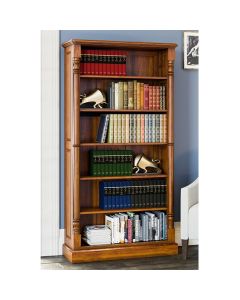 La Reine Tall Wooden Open Bookcase In Distressed Light Brown